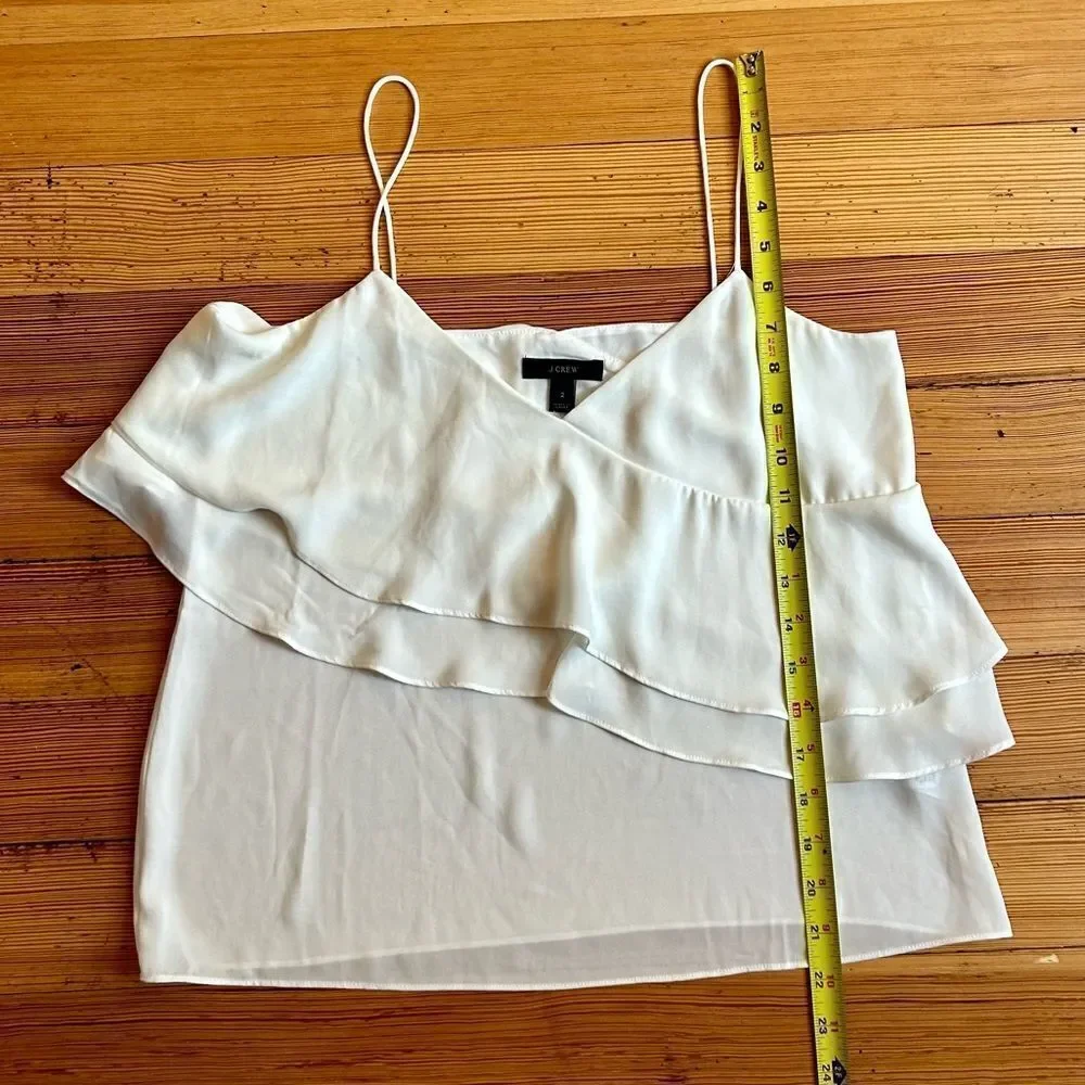 J. Crew drapey ruffle cami top blouse. Ivory, Size 2.